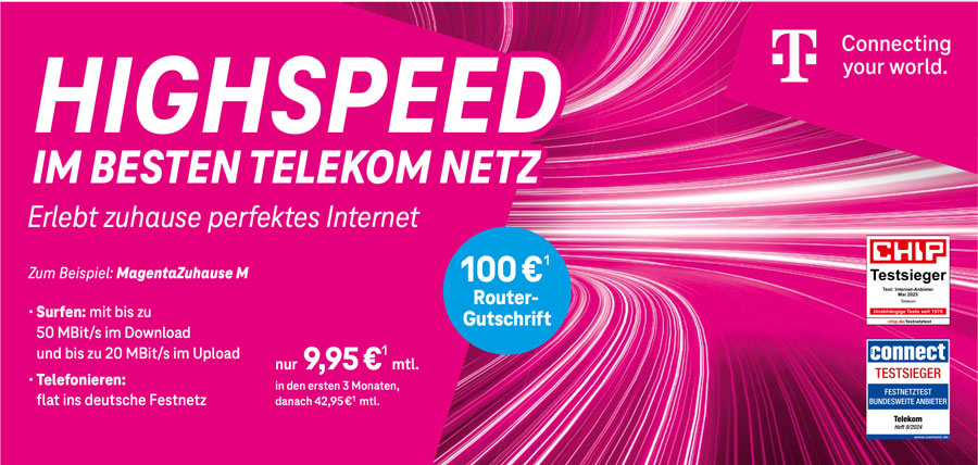 Monatsangebot: MagentaZuhause, Details siehe Fußnote unten