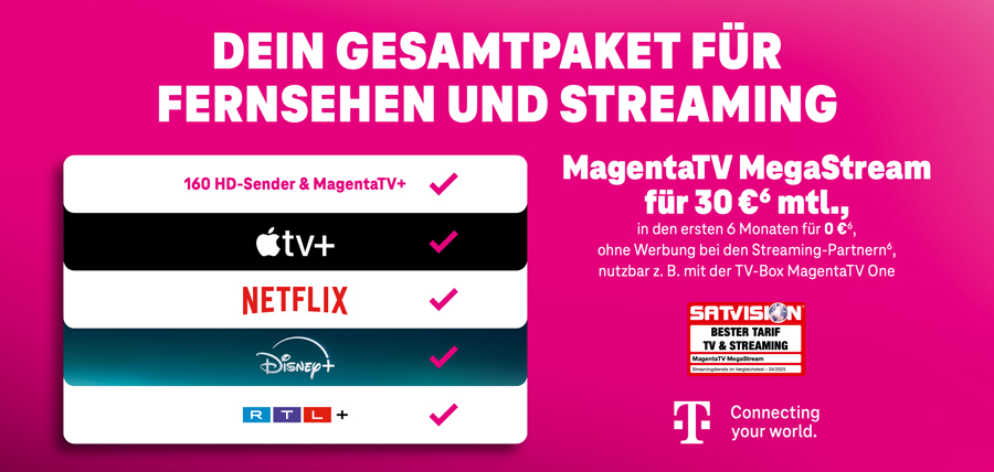 Monatsangebot: MagentaTV, Details siehe Fußnote unten