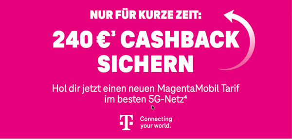 Monatsangebot: Cashback, Details siehe Fußnote unten