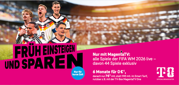 Monatsangebot: MagentaTV, Details siehe Fußnote unten